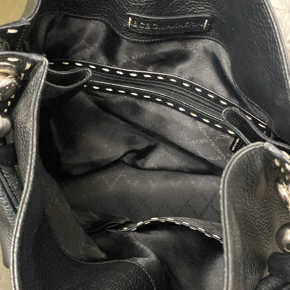 BCBGMaxAzria Black Pebbled Leather Handbag /Purse/with Gorgeous Stitching - Picture 11 of 16